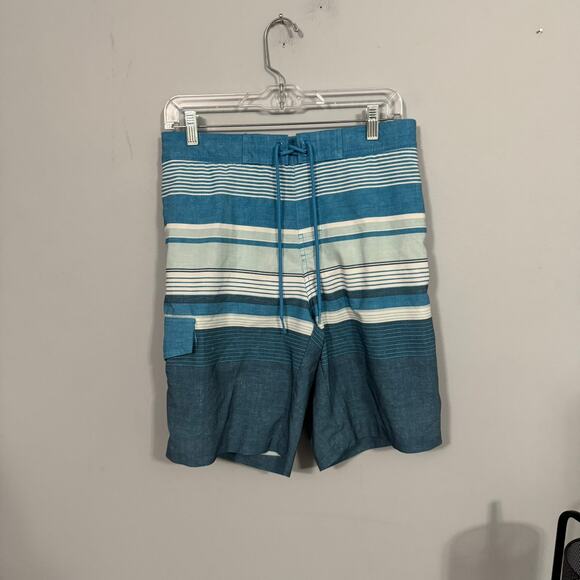 Sonoma Blue & White Men's Board Shorts Swim Trunks Size Small Striped Drawstring - Picture 1 of 7